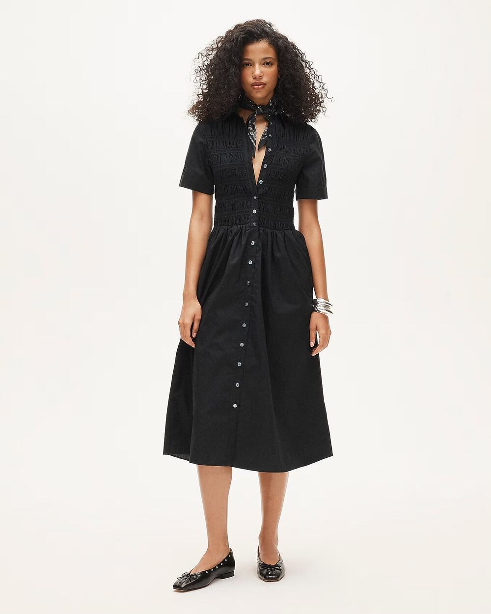 J.Crew Elsie Shirt Dress Cotton Poplin Black Size XXS